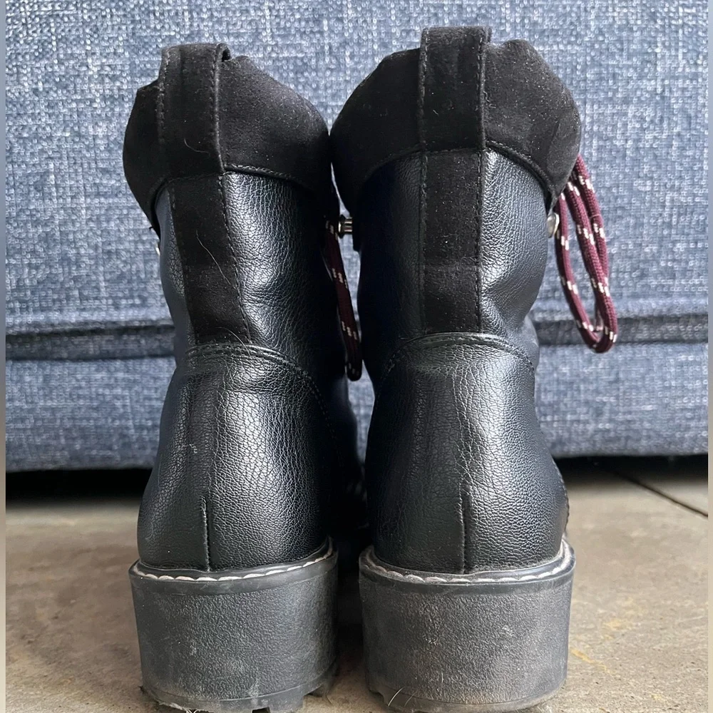 H&M Black Pleather Combat Lace-Up Boots - Picture 3 of 6
